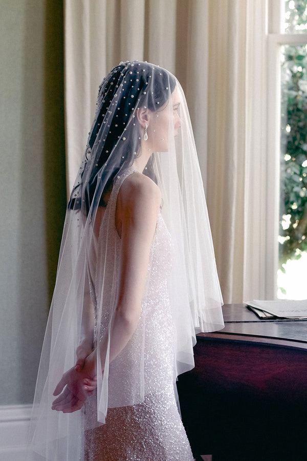 Pearl Cathedral Drop Wedding Veil, Pearl Bridal Veil, Sydney, Australia –  MWBRIDALSTORE