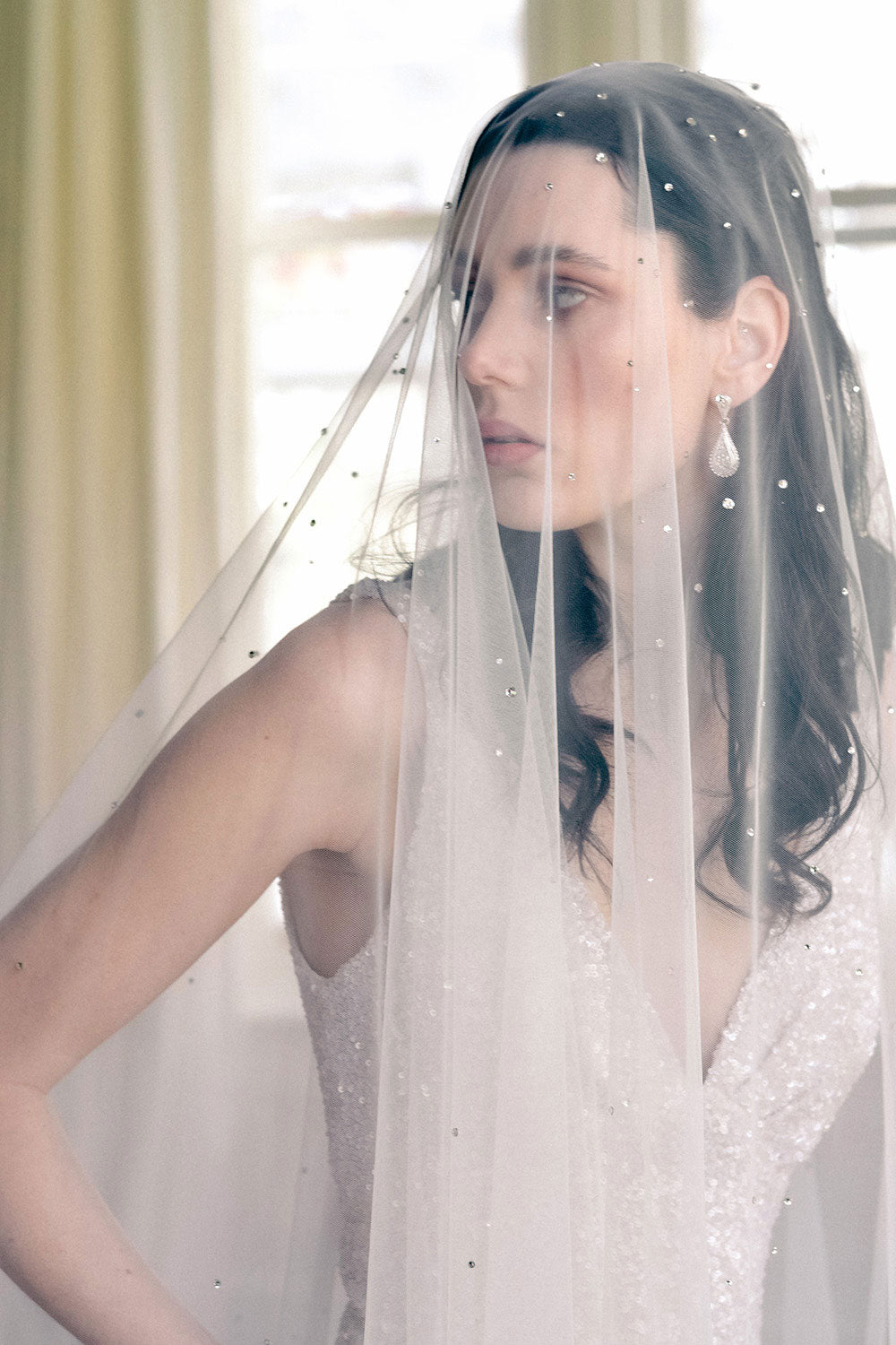 STELLA II | Drop Veil with Crystals